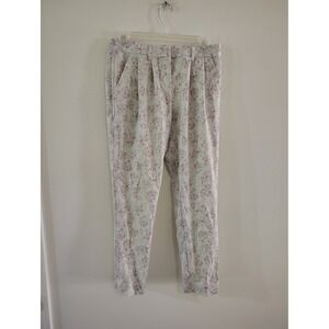 Oxford Golf Womens White Purple Floral‎ Pleated Front Trousers Pants Size 0